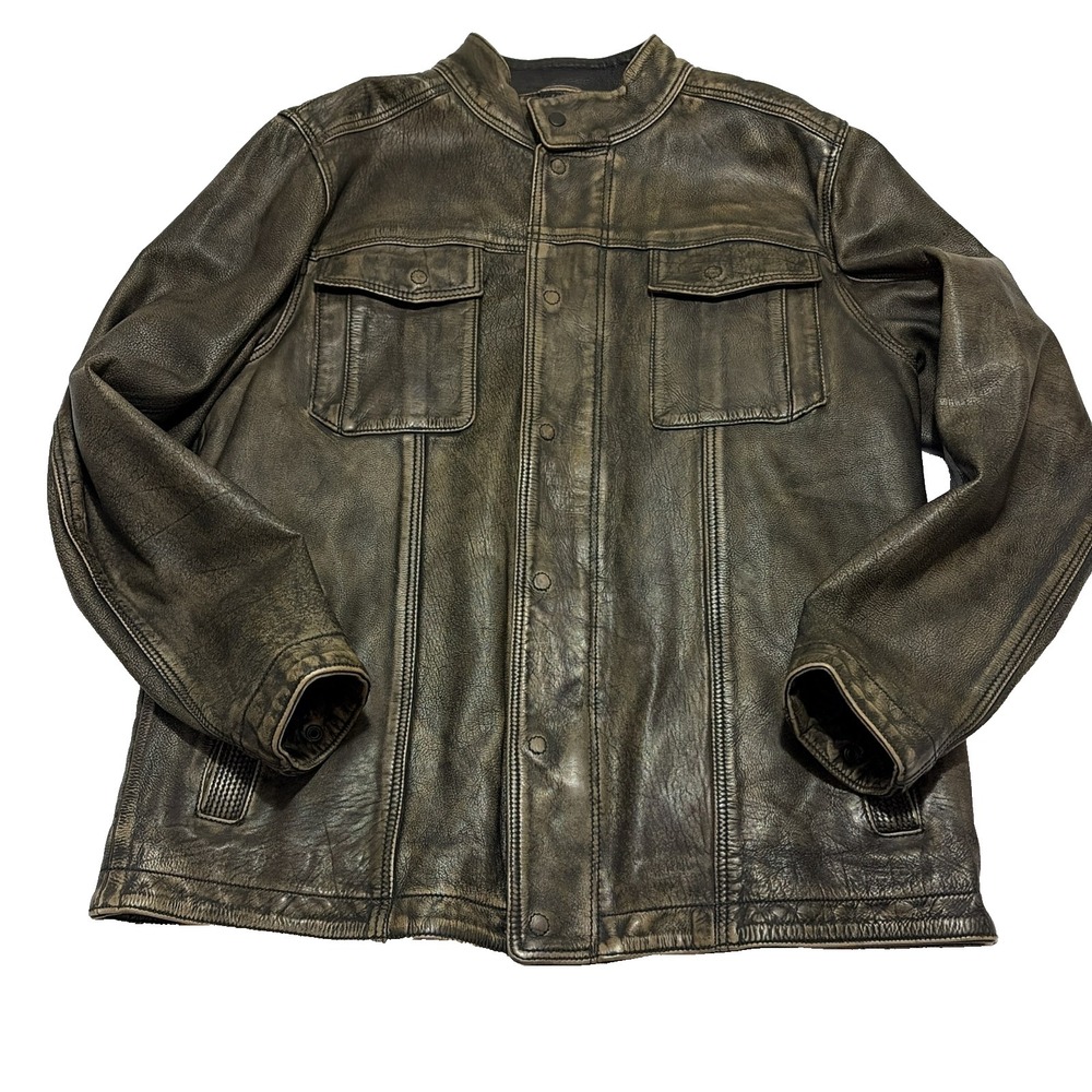 Carbon 2 Cobalt Bend In The Road Leather Jacket Mens XL Brown Blanket Lined